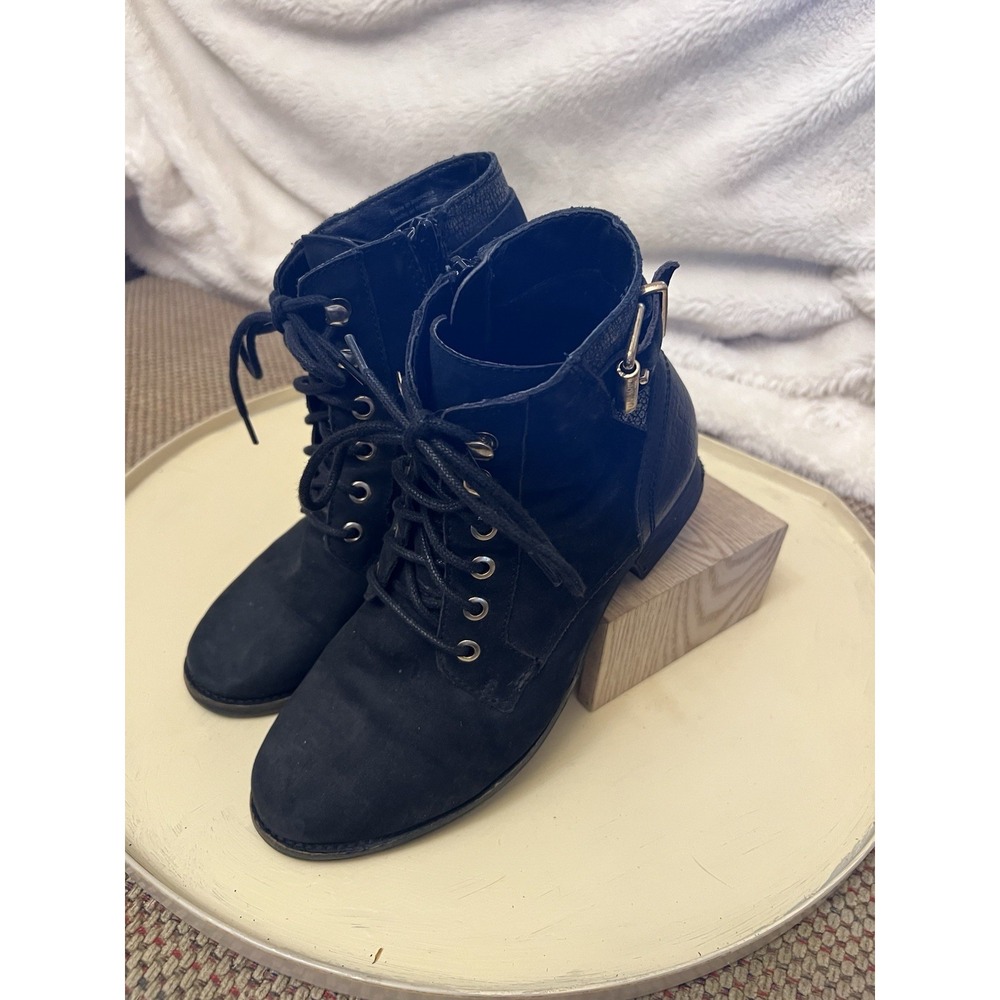 Aldo Saydda combat boot Size 7.5 Black Leather Bootie Buckle Zipper